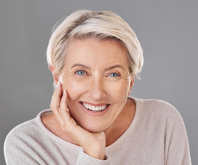 Close up of a senior woman smiling